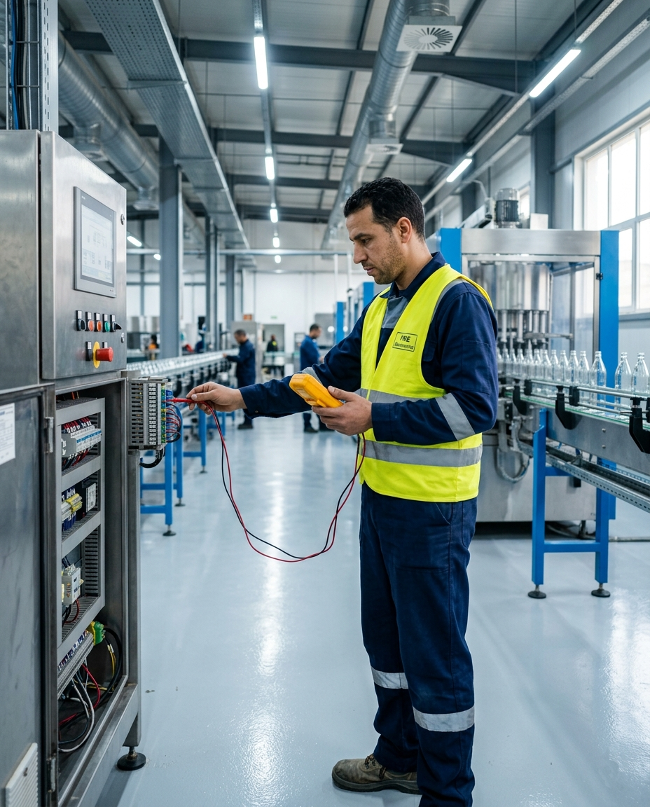 Technicien de maintenance industrielle en intervention sur une ligne de production